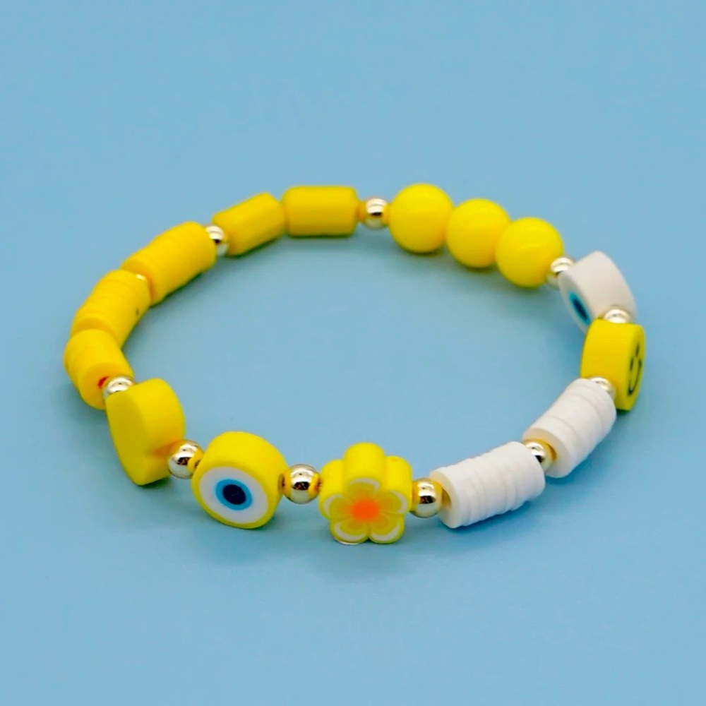 Evil Eye Smiley Happy Face Yellow Bracelet
